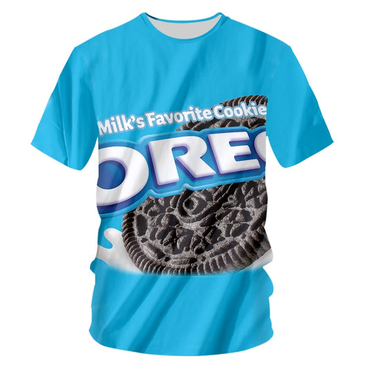 3D Men Favorite Snacks Cookies Oreo T Shirt Unisex Clothes Tops Dry Quickly Fashion T-Shirt Brand Design Short Sleeve Tees